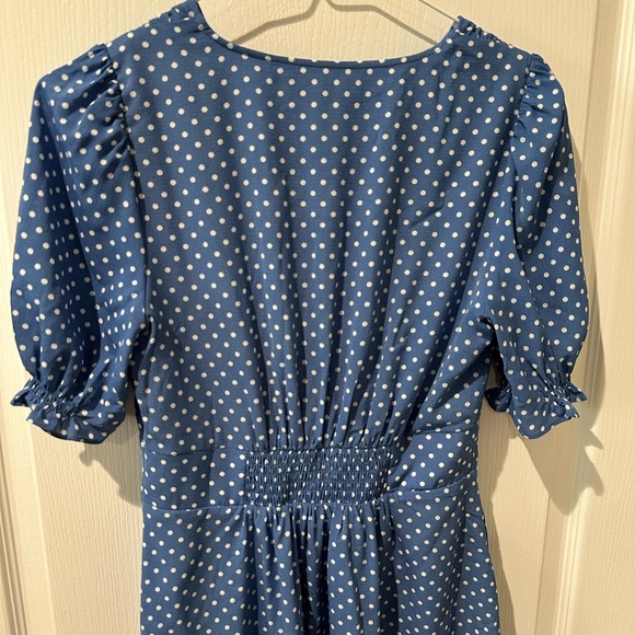 Kate Spade Cornflower Blue Tea Garden Toss Poplin Fit and Flare Dress - Picture 12 of 16